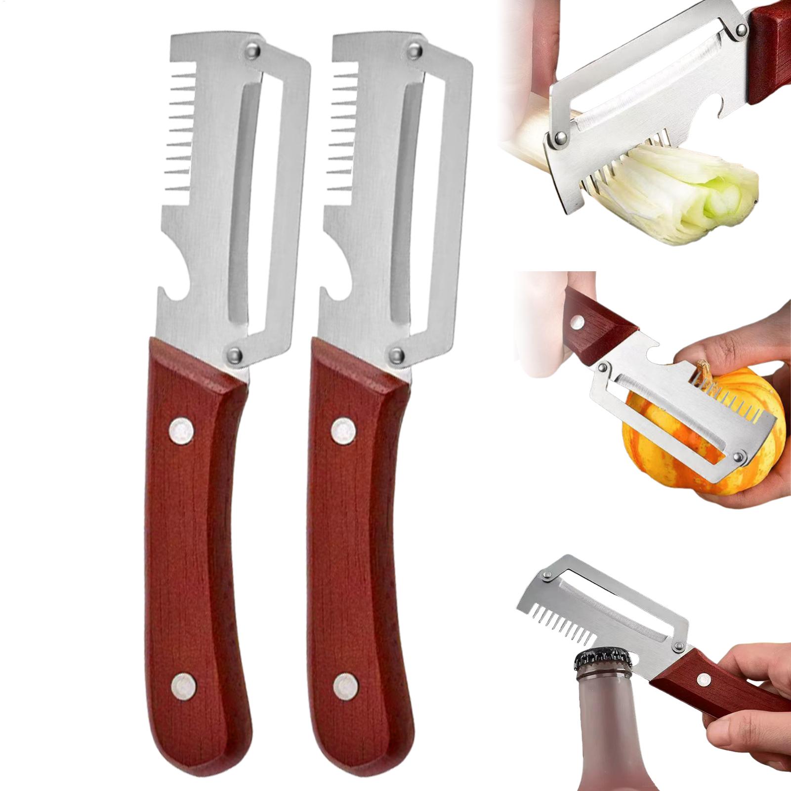 Kitchen Gadgets For Chefs - 3in1 Vegetable Peeler With Wooden Handle